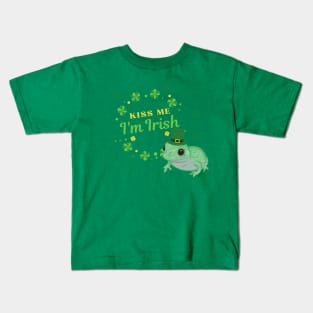 Kiss Me I'm Irish Frog Kids T-Shirt